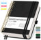 RETTACY Notizbuch A4 kariert, Bullet Journal mit 100 g/m² Dickem Papier, 150 Blatt, Collegeblock für Büro und Schule, Lederhülle, Schwarz, 21 cm x 29.7 cm