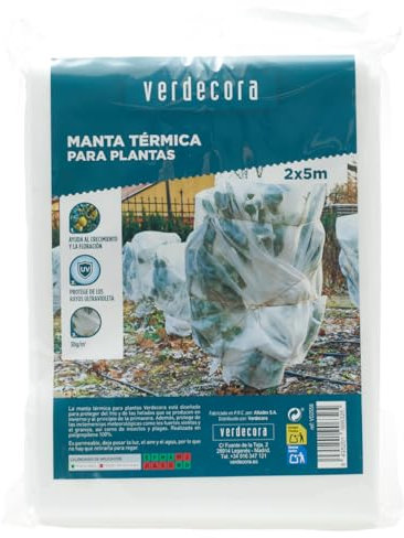verdecora Manta Térmica 30g 2x5m | Protección contra Heladas y Frío para Plantas | Ligera y Resistente | Ideal para Huertos y Jardines