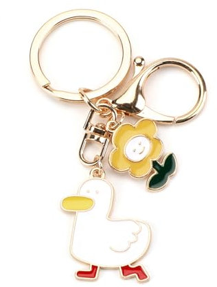 OBEISN Schlüsselanhänger Mit Süßer Kleiner Ente Und Blumenanhänger, Modernes Kunstwerk Für Frauen, Als Geschenk Für Freundinnen, Geburtstagsgeschenke Und Kleine Aufmerksamkeiten Zum Geburtstag (1)