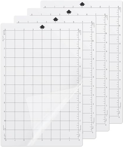 CRIROSA Schneidematte für Silhouette Portrait 3/2/1, 20,3 x 30,5 cm, 4 Stück, StandardGrip Matte, quadratisch, gerastert, rutschfeste 8X12 Schneidematten für Cameo 4/3/2/1