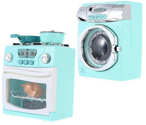 Toyvian 2piezas Electrodomésticos De Simulación Mini Lavadora y Horno Decoración