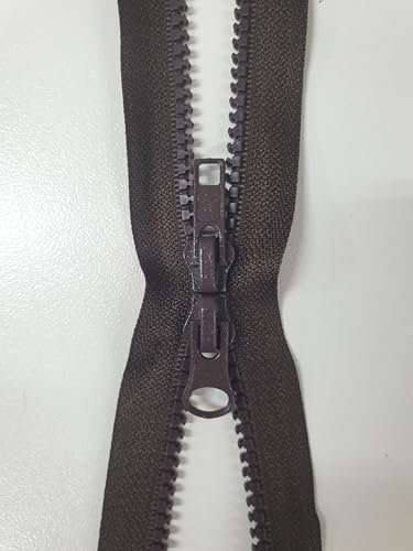 AMANTE NSF Cerniera DOPPIO CURSORE Lampo Zip divisibile DOPPIA APERTURA catena 6 in Plastica (Marrone, 75 cm)