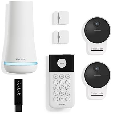 SimpliSafe Sistema di sicurezza domestica wireless per esterni, 7 pezzi, monitoraggio professionale opzionale 24/7, senza contratto, compatibile con Alexa e Google Assistant