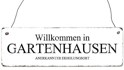 Interluxe Shabby Vintage Holzschild GARTENHAUSEN Willkommensschild Eingang Türschild Haus