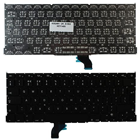 Keyboards4Laptops Reino Unido versión retroiluminada (sin Placa retroiluminado) Negro Teclado de Repuesto para Ordenador portátil Compatible con Apple MacBook Pro A1502