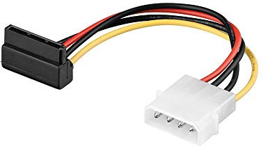 Goobay 93030 Câble électrique/Adaptateur Electrique PC Y , Pprise Mâle 5, 25 vers 2 x SATA 90°
