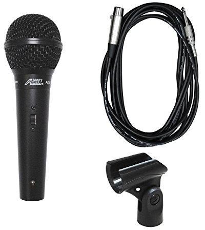 Audio2000s adm1064b profesional cardioide dinámico micrófono con 16 pies. Cable desmontable – negro Metal WLM