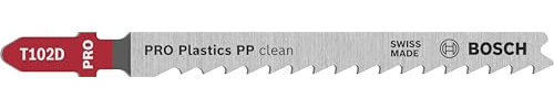 Bosch 3x PRO Plastics PP clean T102D Stichsägeblatt (für Kunststoff, Kunststoff, Länge 100 mm, Professional Zubehör Stichsäge)