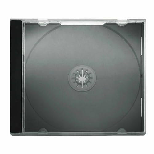 100 CUSTODIE CUSTODIA BOX DVD CD SINGOLO JEWEL CASE NERO FRONTE TRASPARENTE
