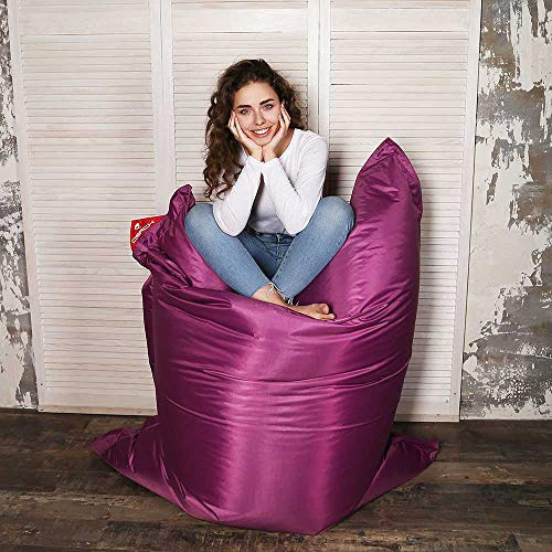 QSack Outdoor Sitzsack XXL, Deutscher Qualitätsfüllung, 140x180 cm (Brombeere)