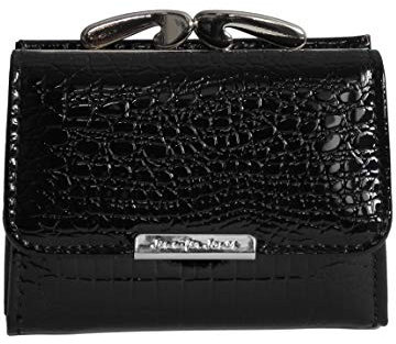 Jennifer Jones - Wild Things Only!!! kleine sehr feine Leder Mini Croco-Snake Damengeldbörse Portemonnaie in versch. Farben - präsentiert von ZMOKA® (Black)
