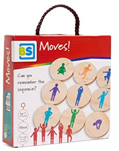 BS Toys Moves spiele - bewegungsspiele für kinder - Ab 4 Jahren - Gehirntraining für kinder - 18 verschiedene Bewegungen - ideal für Kindergeburtstag - mehrfarbig Fliesen