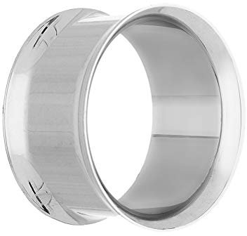 Treuheld® 14mm Ohr Flesh Tunnel in Silber - Chirurgenstahl 316L - dünn - Double Flared Ohrtunnel - Dünner Rand - hautfreundlich & antiallergen