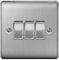 BG Nexus NBS Range Brushed Steel Switches & Sockets - Full Range of Matching Items (3 Gang, 2 Way Light Switch)