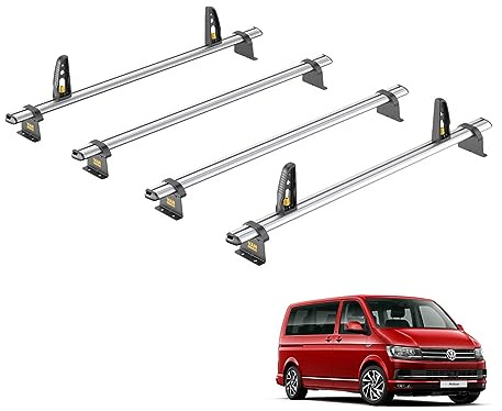 Van Guard Roof Rack for VW Transporter (2003-2015) 4 Aluminium Roof Bars with Loadstops [Note: Only Suitable for Standard Roof Models.] - UltiBar Plus - VG263-4