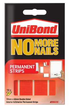 Unibond No More Nails Strip Ultra-strong Capacity 2.75kg Permanent Translucent Pack 12 Ref 781740