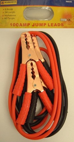 100 AMP CAR JUMP LEADS 2M LENGTH 8 GAUGE ALL PURPOSE