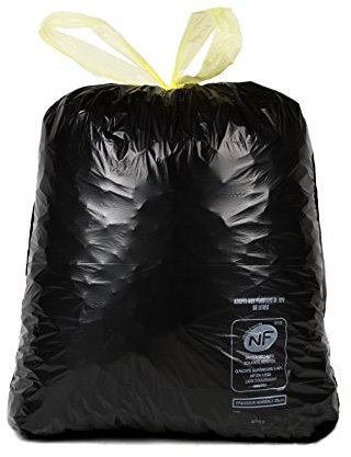 Delaisy Kargo 124175 Sac poubelle à liens coulissants, 28 µ, NF, 50 L, Noir (Pack de 100)