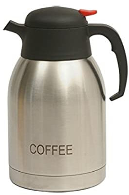 Genware NEV-V2099COFFEE Vacuum Push Button Inscribed Coffee Jug, Stainless Steel, 2.0 L