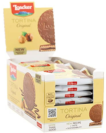 Loacker - Tortine Gran Pasticceria Original - Tortine con Cuore di Crema alla Nocciola e Cialde Wafer, Ricoperte di Cioccolato al Latte - Merenda e Snack - 1 Confezione da 24 Tortine