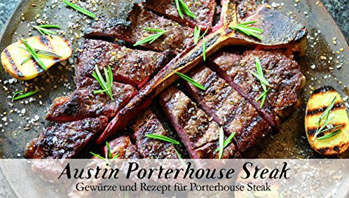 Austin Porterhouse Steak – 8 Gewürze Set für das köstliche Porterhouse Steak (60g) – in einem schönen Holzkästchen – mit Rezept und Einkaufsliste – Geschenkidee für Feinschmecker von Feuer & Glas