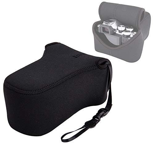 JJC Black Ultra Light Neoprene Camera Case for Fujifilm Fuji X-T100 X-T30 X-T20 X-T10 +50-200mm/50-230mm Lens, Pouch Bag for Olympus E-PL8 E-M5II E-M10 II, Canon M50 M5 with Telephoto lense