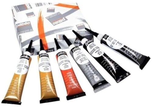 Pebeo 21483 Cerne Relief Peinture Vi Trail 20 ml Boîte de 6 Tubes Couleurs Assorties