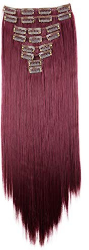 CAISHA XXL 50cm 8 Teile Set CLIP IN EXTENSIONS Nicole Haarverlängerung Haarteil Glatt Burgunderrot CES117