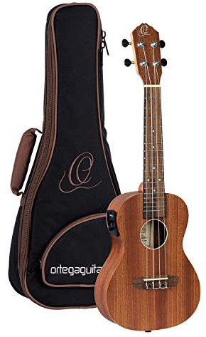 Ortega Guitars Konzert Ukulele Elektro-Akustisch – Timber Series – Inklusive Gigbag – Sapele, Natur (RFU11SE)