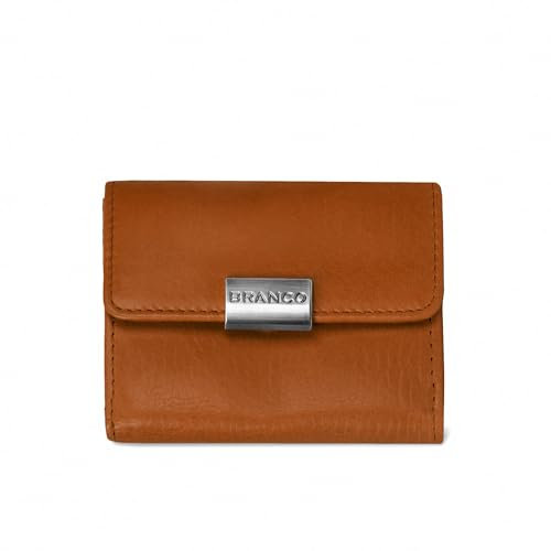 Branco Kleine Geldbörse, Portemonnaie Größe S für Damen, Echt-Leder, Natur-Beige, 12032