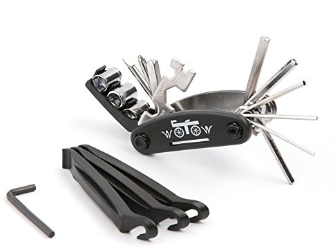 WOTOW Bike Repair Tool Kit, 16 in 1 Bicycle Multitool with Tire Levers Hex Spoke Wrench, Multi Function Accessories Set for Road Mountain Bikes