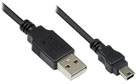 Kabelmeister® Anschlusskabel USB 2.0 Stecker A an Stecker Mini B 5-pin, schwarz, 5m
