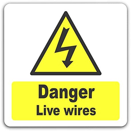 1 x Danger Live Wires Sticker Electrical Hazard Warning Sign Health and Safety Notice Label 100mm FC7