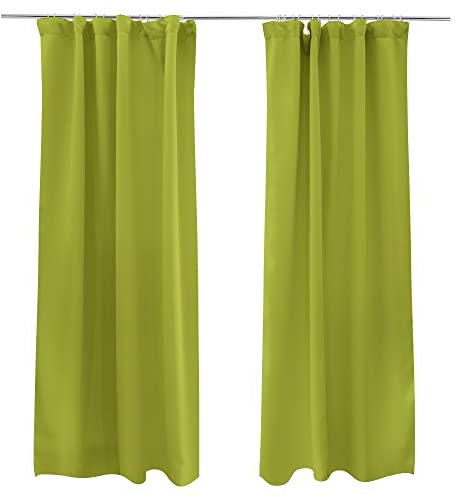 Victoria M. Aurora Verdunkelungsvorhang Blickdicht Thermovorhang mit Kräuselband, für Gardinenstangen und -schienen 140 x 245cm, Hellgrün, 2er Pack