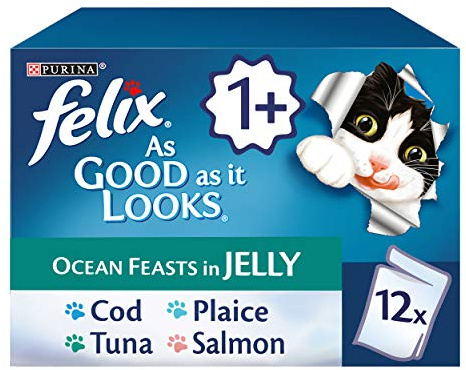 Felix As Good As It Looks Cat Food Ocean Feasts in Jelly 12x100g (Pack of 4)