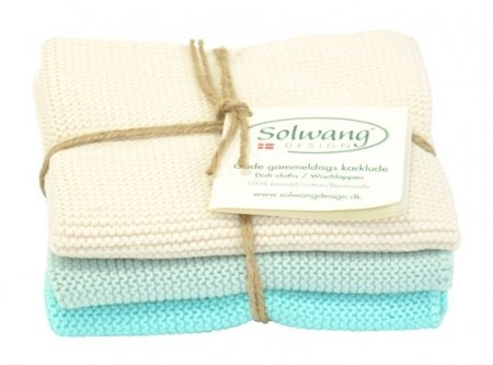 Solwang Putzlappen natur/hell aqua/aqua gestrickt Wischlappen Baumwolle Wischtücher Edelstahl