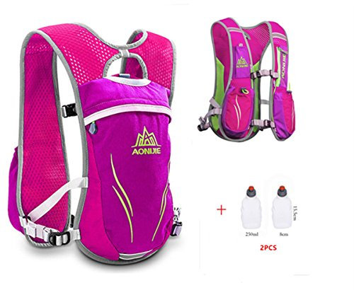AONIJIE Unisex 5.5L Running Race Hidratación Chaleco Hidratación Pack Mochila (Rosa+250ml Botella)