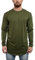 Blackskies Side Zip Langarm T-Shirt | Langes Oversize Fashion Basic Longsleeve Herren Longshirt Long Tee mit Reißverschluss - Olive Grün X-Large XL
