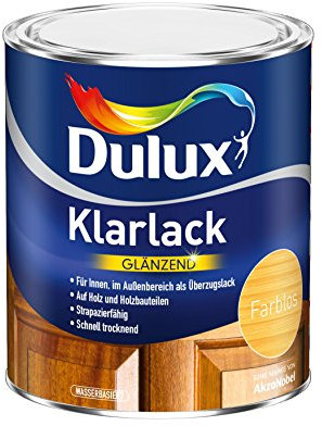 Dulux Klarlack Glänzend – Veredelt Ihre Holzoberflächen mit sanftem Glanz - Farblos, 375 ml