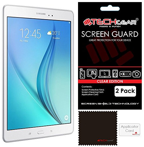 TECHGEAR [2 Pack] Protection d'Écran pour Samsung Galaxy Tab A 9.7, Film de Protection Écran Ultra Clair avec Chiffon et Carte d'Application Compatible pour Samsung Galaxy Tab A 9.7 Pouces (SM-T550)