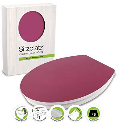 SITZPLATZ® WC-Sitz mit Absenkautomatik, buntes Dekor Acino, Gloss Toilettensitz mit Holzkern, Fast-Fix Schnellbefestigung, Standard O Form oval, Metallscharnier, Toilettendeckel glänzend, 40335 1