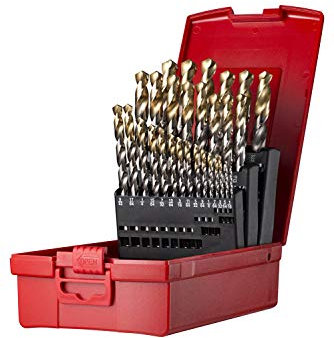 Dormer A09518 HSS High Speed Steel Jobber Drill Bit Set with 118 Degree Tin Tipped Split Point, Set of 29