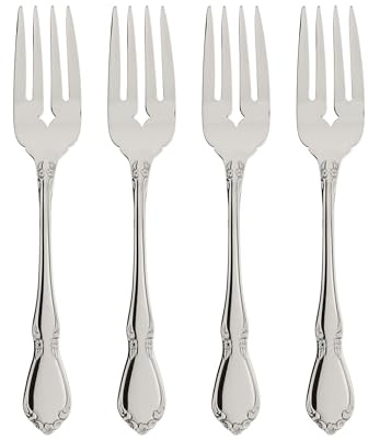 Oneida Silverware Set, Chateau Fine Flatware 4-Piece Salad Forks Set, Service For 4, 18/10 Stainless Steel Forks, Mirror Finish, Dishwasher Safe, Utensils, Metal Salad Fork (Silver, 4 Piece)