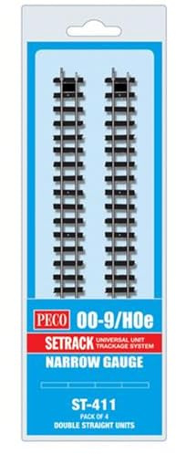 Peco ST-411 Setrack Double Straight Units (Pack of 4) OO-9 Gauge