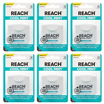 Listerine Cool Mint Zahnseide für einen sauberen, gesünderen Mund, Mundpflege, 50 m (6 Stück)