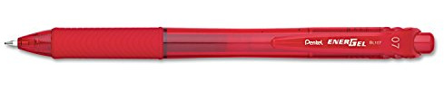 Pentel EnerGel-X Liquid Gel Pen Metal Tip - Red Ink (Pentel BL107-B) - Sold as Box of 12