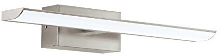 EGLO LED Wandlampe Tabiano, Spiegelleuchte, LED Wandleuchte aus Metall in Nickel-Matt und Kunststoff in Weiß, Badezimmer Lampe, LED Badleuchte neutralweiß, L 40,5 cm