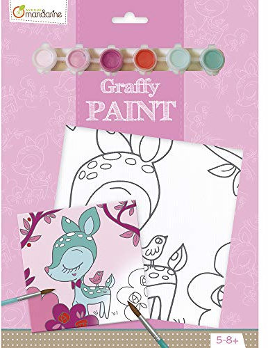 MY MANDARINE PP013O - Un kit à peindre Graffy paint - Tableau 20x20 cm - À partir de 5 ans - FAON