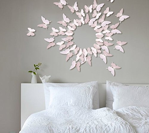 EXTSUD 12 Stück 3D Schmetterlings Wandaufkleber Wandsticker Wandtattoo Wanddeko mit Kristall Dekor für Wohnzimmer, Kinderzimmer, Türen, Fenster, Badezimmer, Kühlschrank (Pink)