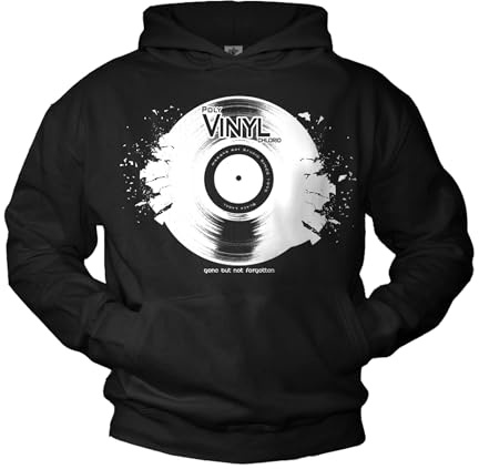 MAKAYA Kapuzenpullover mit Schallplatte Vintage Vinyl Schwarz